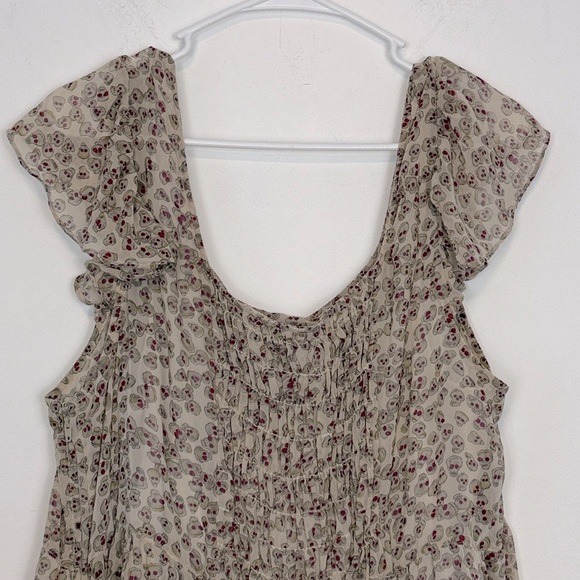 TRIPP NYC DAANG GOODMAN Sookie Skull Chiffon Smocked Ruffles Dress. Plus Size 22 - Picture 8 of 14